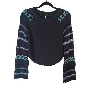 Free People Women's Fairground Eyelash Knit Long-Sleeve Thermal‎ Top Size XS